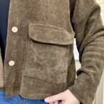 Veste courte velours côtelé femme - marron - taille-unique