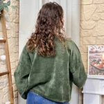 Veste courte velours côtelé femme - kaki - taille-unique