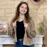 Veste courte velours côtelé femme - taupe - taille-unique