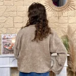 Veste courte velours côtelé femme - taupe - taille-unique