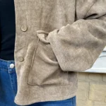 Veste courte velours côtelé femme - taupe - taille-unique