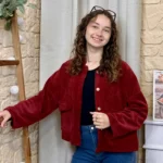 Veste courte velours côtelé femme - bordeaux - taille-unique