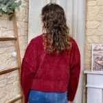 Veste courte velours côtelé femme - bordeaux - taille-unique