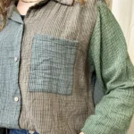 Chemisier rayé multicolore femme - vert-olive - taille-unique