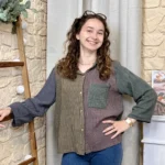 Chemisier rayé multicolore femme - marron - taille-unique