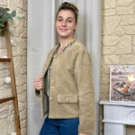 Veste boutons fantaisie femme - taupe - taille-unique