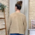 Veste boutons fantaisie femme - taupe - taille-unique