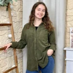 Chemise veste velours côtelé unie femme - kaki - 38
