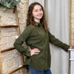 Chemise veste velours côtelé unie femme - kaki - 38