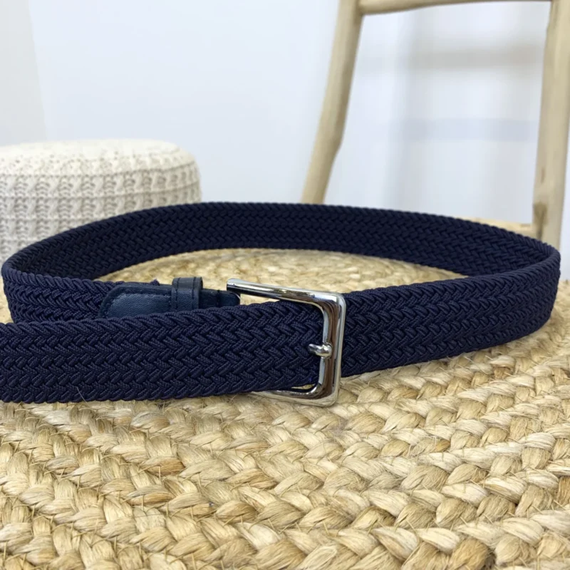 Ceinture élastique tressée femme - marine - taille-unique-grande-taille