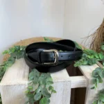 Ceinture femme sécable en croûte de cuir 2,8 cm - noir - taille-unique-grande-taille