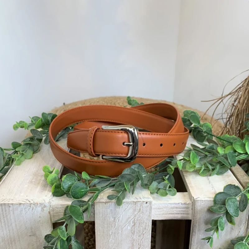 Ceinture femme sécable en croûte de cuir 2,8 cm - camel - taille-unique