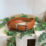 Ceinture femme sécable en croûte de cuir 2,2 cm - camel-clair - taille-unique-grande-taille