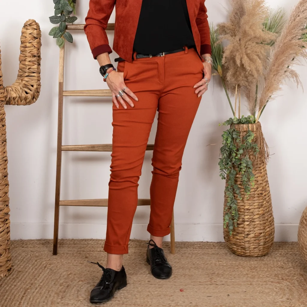 Q995- Pantalon Chino (T36-T44) - rouille - 44