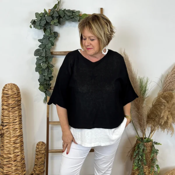 Z144- Pull Crop Top Emporium (GT) - noir - taille-unique-grande-taille