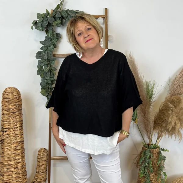 Z144- Pull Crop Top Emporium (GT) - noir - taille-unique-grande-taille