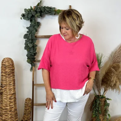 Z144- Pull Crop Top Emporium (GT) - fuchsia - taille-unique-grande-taille