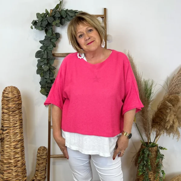 Z144- Pull Crop Top Emporium (GT) - fuchsia - taille-unique-grande-taille