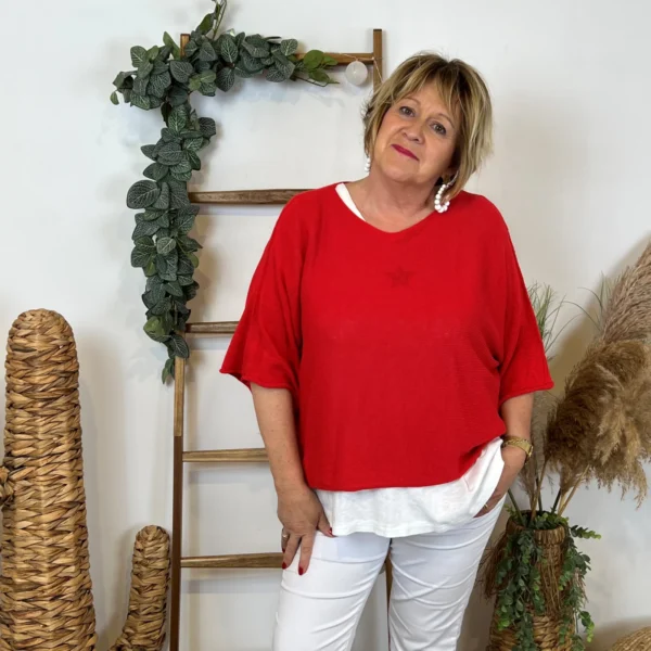 Z144- Pull Crop Top Emporium (GT) - rouge - taille-unique-grande-taille