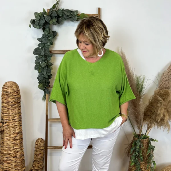 Z144- Pull Crop Top Emporium (GT) - vert-anis - taille-unique-grande-taille