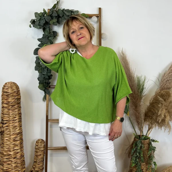 Z144- Pull Crop Top Emporium (GT) - vert-anis - taille-unique-grande-taille