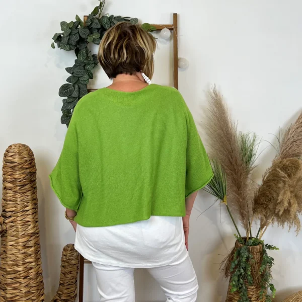 Z144- Pull Crop Top Emporium (GT) - vert-anis - taille-unique-grande-taille