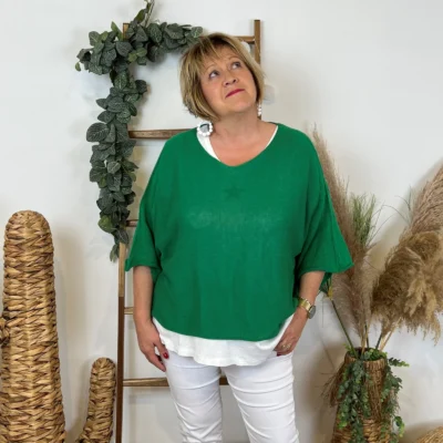 Z144- Pull Crop Top Emporium (GT) - vert-bresil - taille-unique-grande-taille