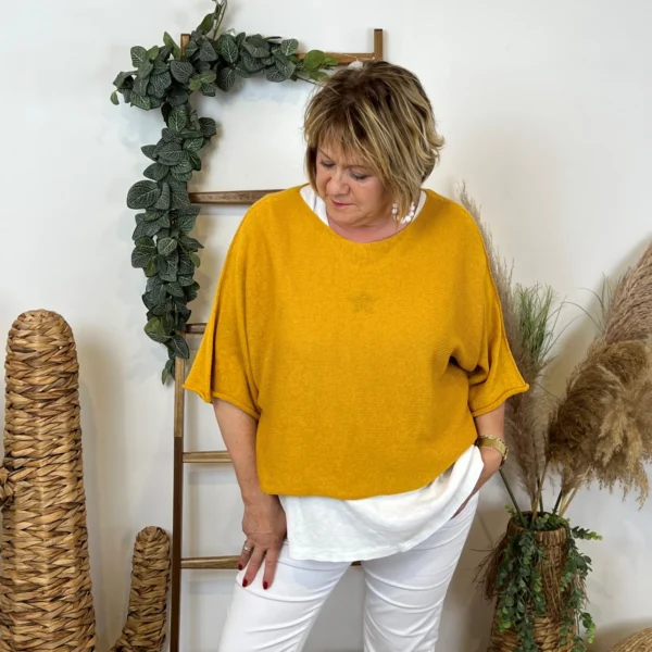 Z144- Pull Crop Top Emporium (GT) - moutarde - taille-unique-grande-taille