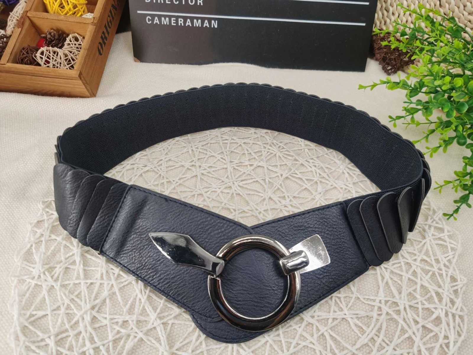 V195- Ceinture élastiquée (Tu) - marine - taille-unique