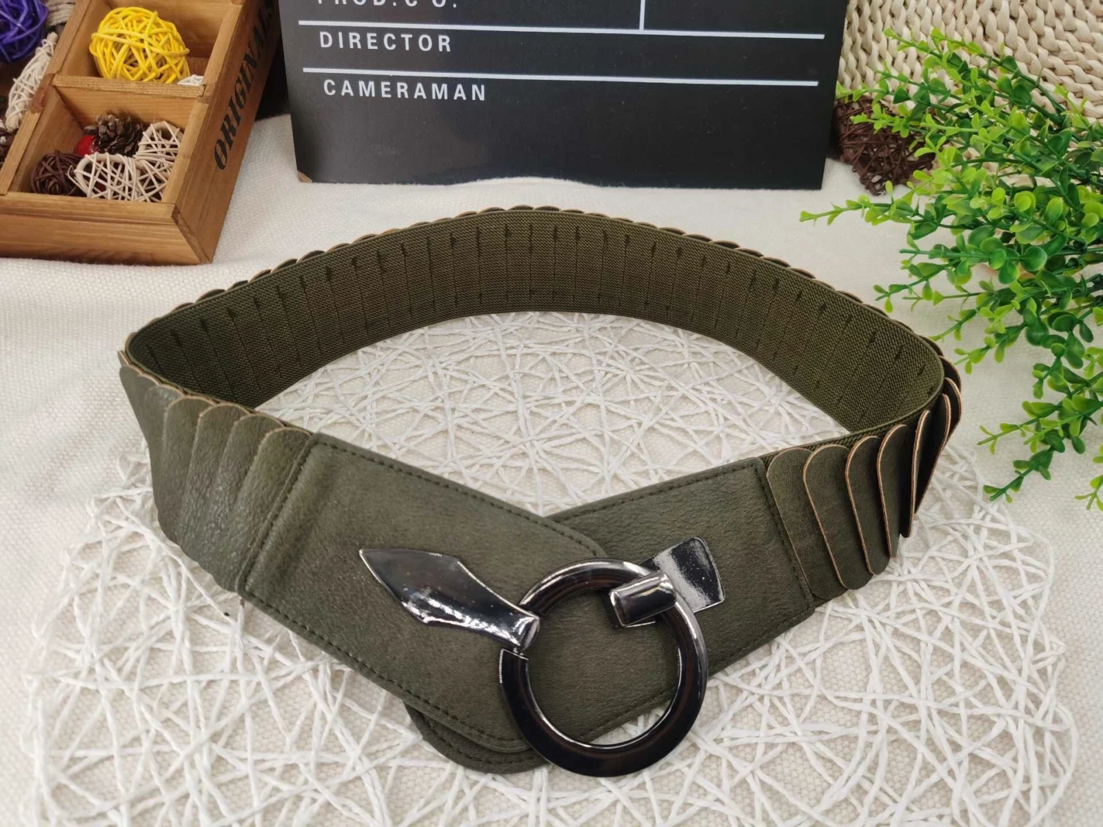 V195- Ceinture élastiquée (Tu) - kaki - taille-unique