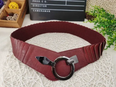 V195- Ceinture élastiquée (Tu) - bordeaux - sans-taille