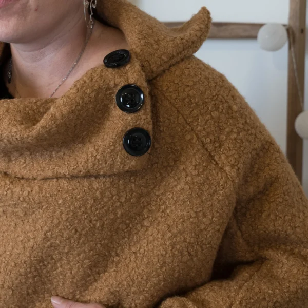 M455- Poncho Bouclette (Tu) - camel - taille-unique