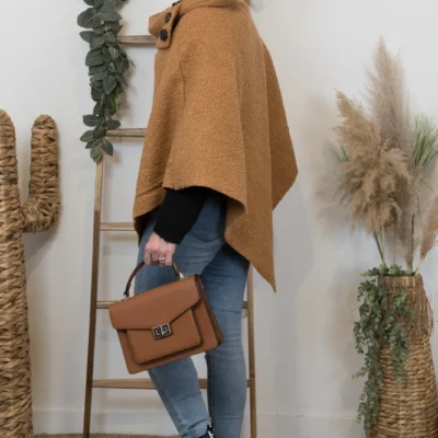 M455- Poncho Bouclette (Tu) - camel - taille-unique