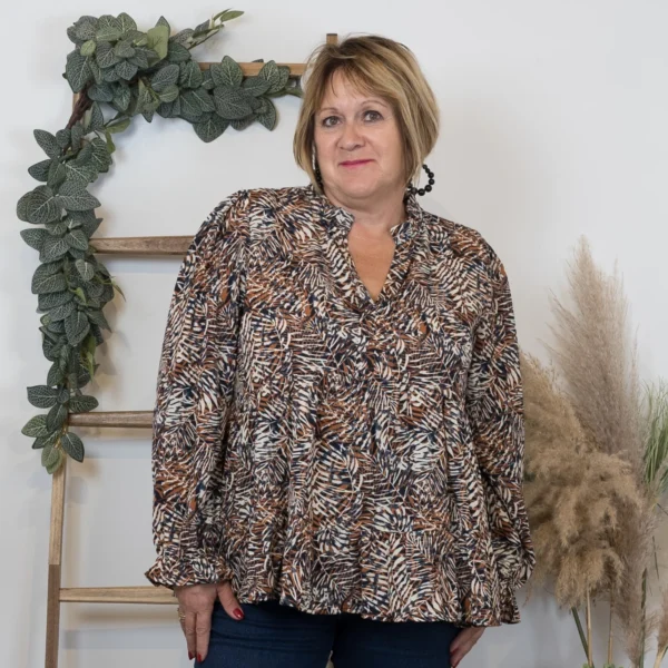 K040- Blouse By.One “Jolies Formes” (T40-T48) - marine - 48