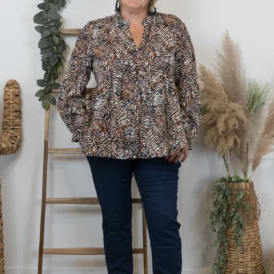 K040- Blouse By.One “Jolies Formes” (T40-T48) - marine - 48