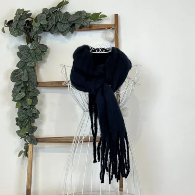 Y541- Écharpe Mousseuse unie - marine - sans-taille