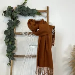 Écharpe étroite mixte laine et cachemire - marron - sans-taille