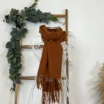 Écharpe étroite mixte laine et cachemire - marron - sans-taille