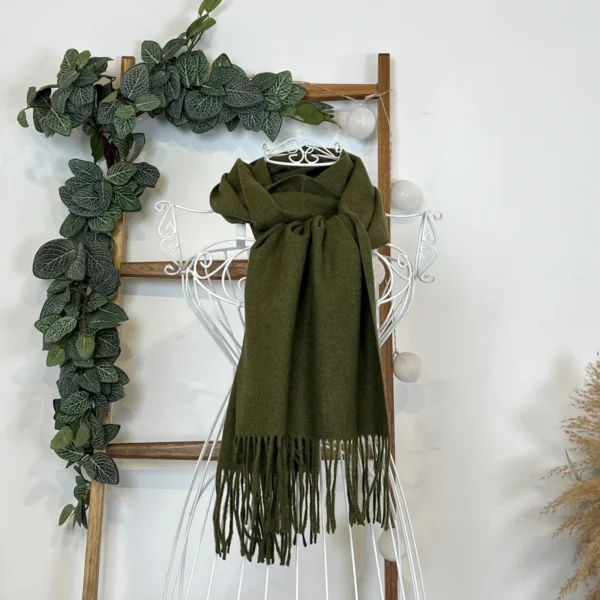 Y539- Echarpe Mixte Laine Cachemire - kaki - sans-taille