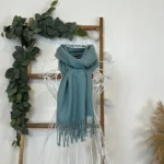 Écharpe étroite mixte laine et cachemire - bleu - sans-taille