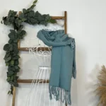 Écharpe étroite mixte laine et cachemire - bleu - sans-taille