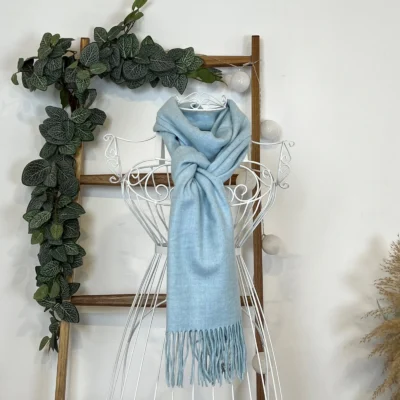 Y539- Echarpe Mixte Laine Cachemire - bleu-ciel - sans-taille