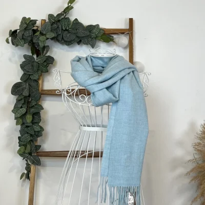 Y539- Echarpe Mixte Laine Cachemire - bleu-ciel - sans-taille