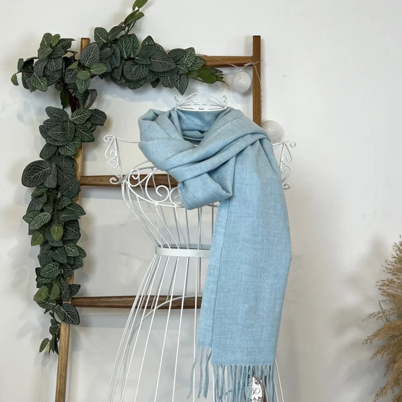 Y539- Echarpe Mixte Laine Cachemire - bleu-ciel - sans-taille