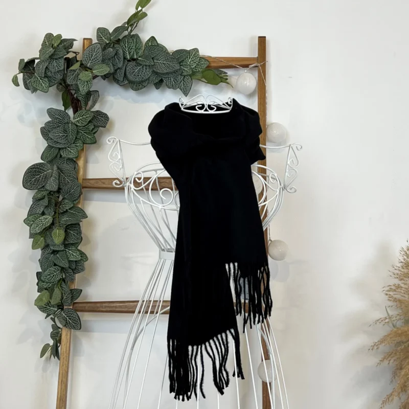 Écharpe étroite mixte laine et cachemire - noir - sans-taille
