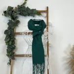 Écharpe étroite mixte laine et cachemire - vert-bouteille - sans-taille