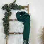 Écharpe étroite mixte laine et cachemire - vert-bouteille - sans-taille