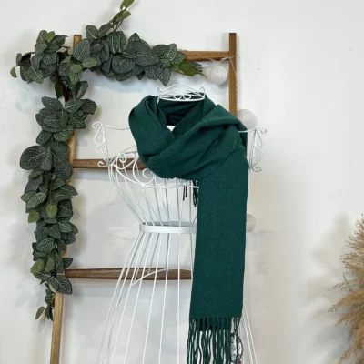 Y539- Echarpe Mixte Laine Cachemire - vert-bouteille - sans-taille