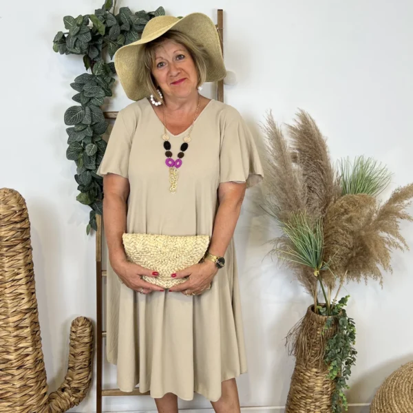 N353- Robe fluide à petit prix (GT) - beige - taille-unique