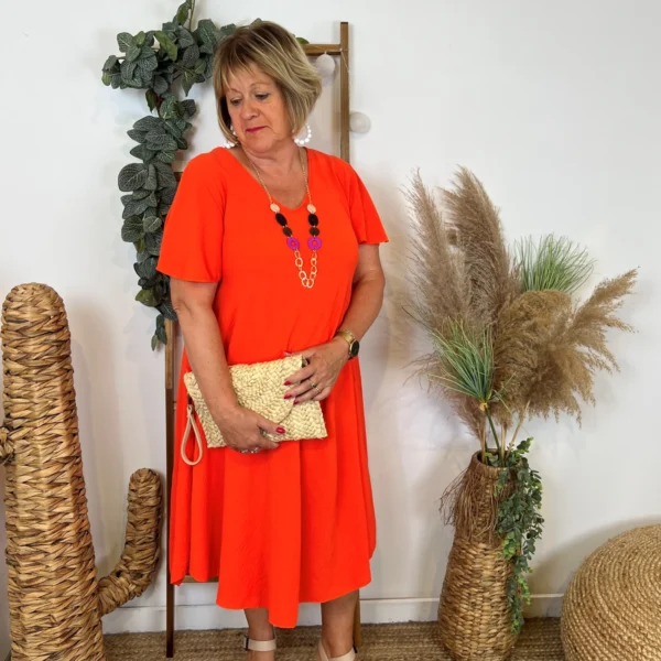 N353- Robe fluide à petit prix (GT) - orange - taille-unique